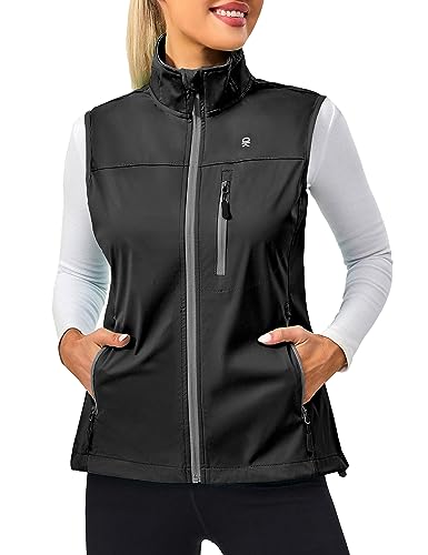 Little Donkey Andy Women's Lightweight Vest Windproof Sleeveless Jacket - color: Pure Black, size: Medium