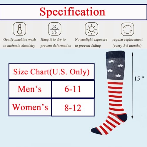 Compression Socks for Women Festival Knee High Socks Calf Stockings - color: American Flag-01, size: Large