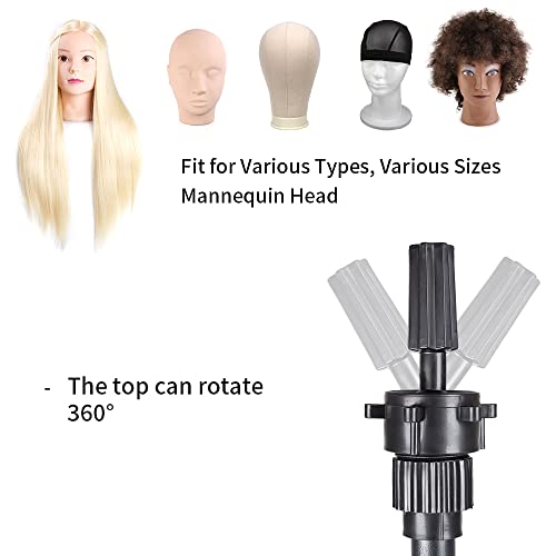 ZQIAN BEAUTY 25 Inch Wig Stand Tripod, Adjustable Mannequin Head Stand, Wig Head Stand for Training Heads And Canvas Block Head (Mannequin Head Not Included) - color: Black, size: 25 Inch