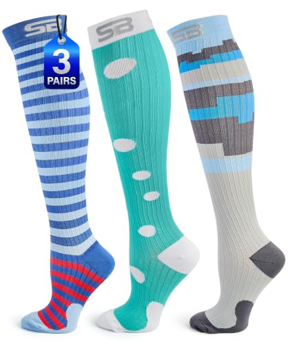 SB SOX 3-Pair Compression Socks (15-20mmHg) - color: 07 – Multi-color, size: S/M
