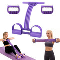 Pedal Resistance Band with Handle,10 Adjustable Levels, 8-80 LBS - color: 8-Tube Purple