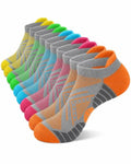 Womens Compression Ankle Crew Socks, Breathable Cushioned Socks - color: Pink Blue Orange Yellow Green Grey, size: 6-9