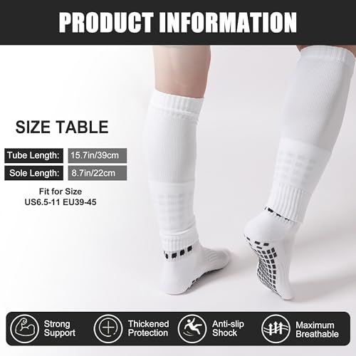 Barrlves 2 Set Grip Soccer Socks and Shin Guard Sleeves Non Slip Soccer Sleeve Socks for Men Women - color: Black&blue