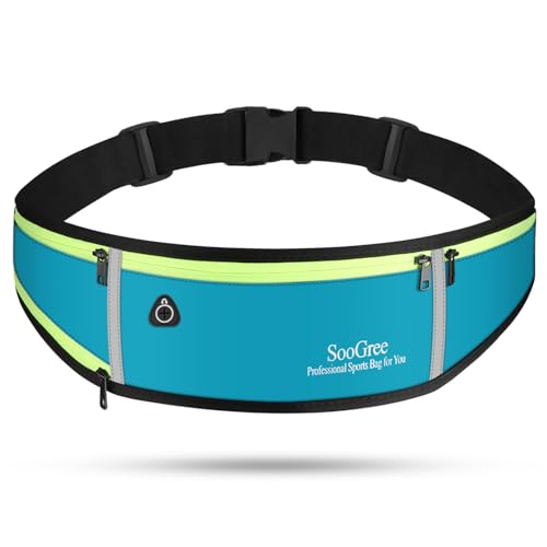 SooGree Men Women Running Belts,Slim Sport Belts,Waterproof Running Fanny Pack,Waterproof Running Waist Packs with Reflective Strip,Runner Belt for Running Walking Cycling Camping Gym (Blue) - color: Blue