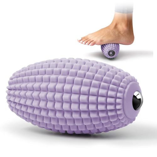 HODEMI Vibrating Massage Ball with Magnetic Rolling Head, Handheld High-Frequency Vibration Massager, 3 Speed Levels, Rechargeable Silicone Massage Roller for Gym, Office, and Travel Use (Purple) - color: Purple
