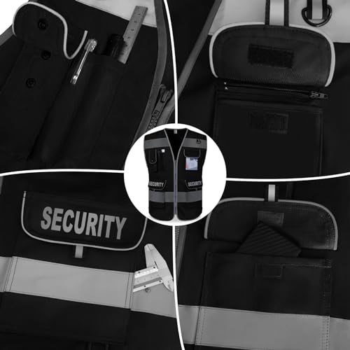 TCCFCCT Security Vest for Security Guard 9 Pockets Safety Vest, Black S - color: Black-bison 09, size: Small