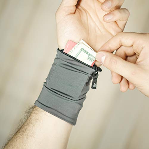 Travel Wrist Wallet Pouch With Zipper Pocket For Cash, Cards, Money. Made For Travel, Running, Walking & Hiking - Black Sands/Gray - color: Black Sands / Gray