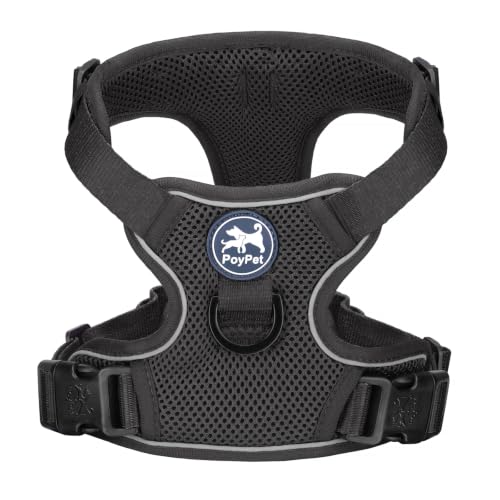 PoyPet Mesh Dog Harness, Reflective Breathable Puppy Vest for Small Dogs - color: Black, size: XS