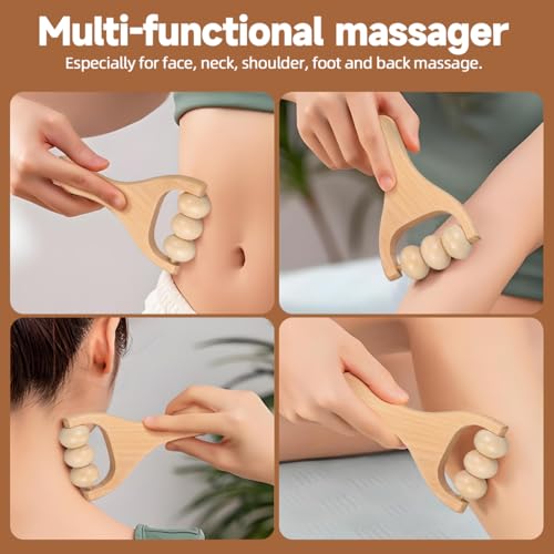 Ciieeo 2Pcs Wooden Massage Roller Massager Wooden Trigger Point Body and Face Roller for Foot Shoulder Neck and Waist Relaxation - Improve Sleep Quality
