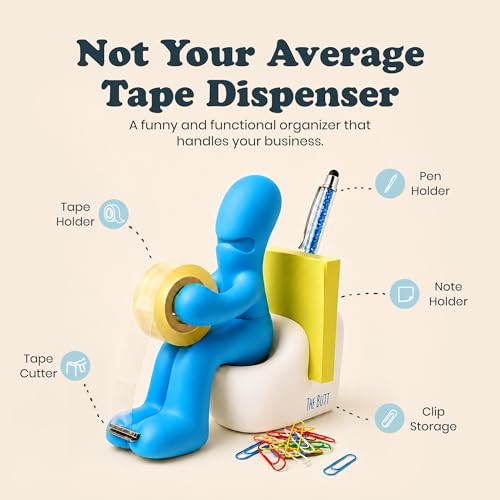 The Butt Tape Dispenser – Funny Blue Desk Accessories, Office Gag Gift - color: Blue