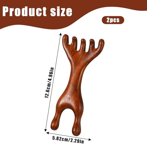 2 Pcs Wooden Massage Tools 5-Claw Wooden Scalp Massager Comb Meridian Therapy Manual Scalp Massager Natural Sandalwood Guas Sha Tools Ergonomic Handheld Massage Stick For Head Neck Face Nose Jaw