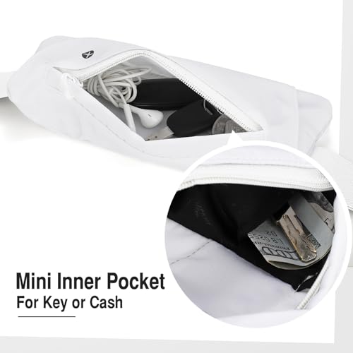 WHIPPY Slim Running Belt Fanny Pack for Women Men Elastic Runners Belt Waist Pouch Chest Bag Phone Holder Waist Pack for Running Hiking - color: 5-White