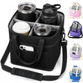 Drink Carrier Tote Bag, Family Size 4 Compartment Drink Carrier - color: Black