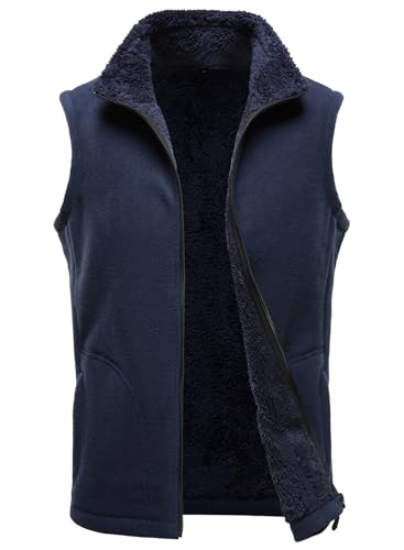 HOOD CREW Mens Fleece Vest with Zipper Pockets - color: Navyblue, size: X-Large