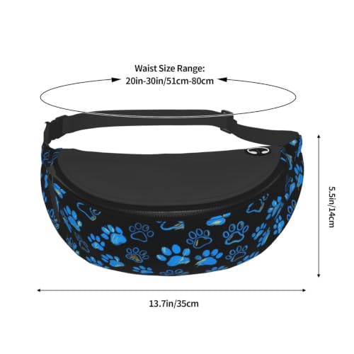 Dujiea Fanny Pack, Scattered Dog Paw Prints Waist Bag With Headphone Hole Belt Bag Adjustable Sling Pocket Fashion Hip Bum Bag For Women Men Kids Outdoors Casual Travelling Hiking Cycling - color: Scattered Dog Paw Prints