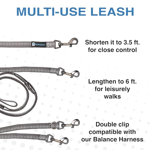 Blue-9 Reflective 6ft Multi-Function Dog Leash with Traffic Loop, Grey, M/L - color: Reflective Grey, size: Medium/Large
