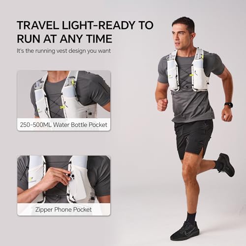 N NEVO RHINO Running Hydration Vest with 2 TPU 500ml Soft Flask - color: white, size: Large