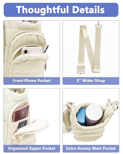 Water Bottle Holder with Strap 30/32 oz, Crossbody Water Bottle Carrier Bag - color: Beige