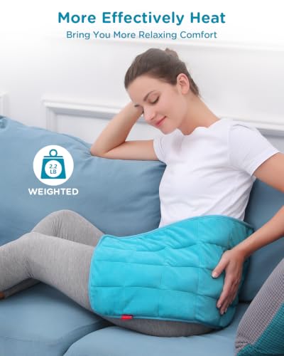 Comfytemp Weighted Heating Pad for Period & Back, FSA XL Heat Pad, 12"x24" - color: Light Blue