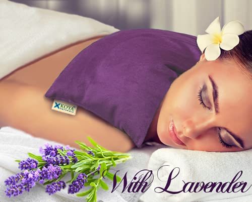KOYA Naturals Soft Velvet Flax Seed Pillow with Lavender - Microwave Heating Pad – Microwavable Moist Heat Pack – for Neck, Muscle, Joint, Stomach Pain, Menstrual Cramps – Warm Wrap (Purple) - color: Purple