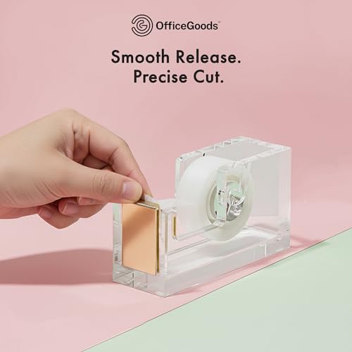 OfficeGoods Acrylic Tape Dispenser, Aesthetic and Compact Design, Gold - color: Gold