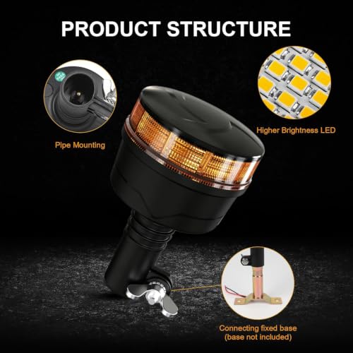 1Pcs Led Beacon Light Amber Emergency Strobe Lights - color: Beacon Light - B