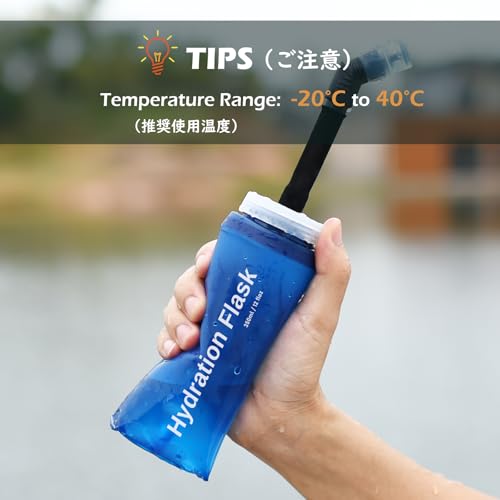 TRIWONDER TPU Soft Folding Water Bottles BPA-Free Collapsible Flask for Hydration Pack - Ideal for Running Hiking Cycling Climbing (350ml/11.83oz - Pack of 2) - color: 350ml/11.83oz - Pack of 2