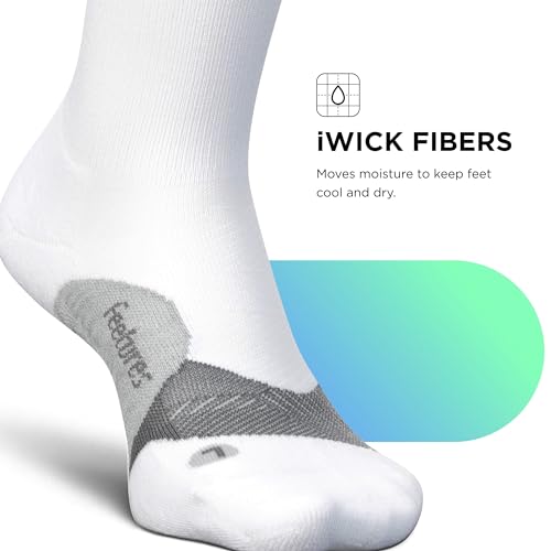 Feetures Elite Light Cushion Mini Crew Sock - color: White (3 Pair), size: X-Large