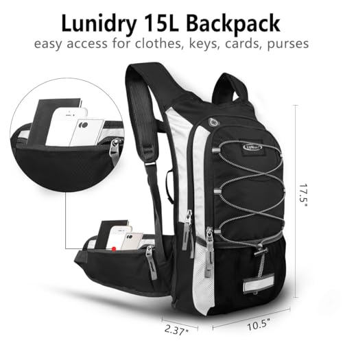 Hydration Backpack with 3L Water Bladder, Small Hydration Pack Backpack for Men Women, Lightweight Water Backpack with Cooler Layer for Running, Biking, Hiking - color: BlackWhite