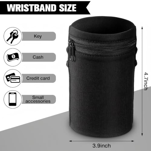 Honoson 5 Pcs Wrist Wallet Women Men Wristband Zipper - color: Dark Colors