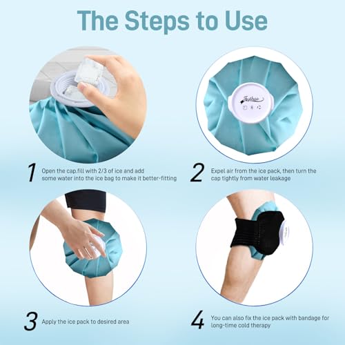 Ice Pack for Injuries Reusable, Ice Bag Reusable Hot Water Bag for Hot & Cold Therapy, No-Leak Elastic Ice Bag for Pain Relief, Menstruation Pain Injuries Muscle Strains, 3 Size Blue - size: 6"/9"/11" Set, style: Blue