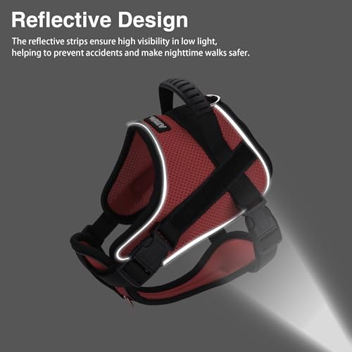 AIITLE No-Pull Dog Harness Reflective Mesh Vest Adjustable, Red S