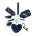 10PCS Accessories Keychain Set for Women with Safety Alarm Key Chain,Whistle and Wristlet KeyChain Set - color: Black