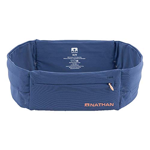 Nathan Zipster Running Belt for Men and Women, Bounce Free Waist Pack, Running Fanny Pack Women, Pockets with Zippers, Fits All iPhones - color: Navy, size: X-Large