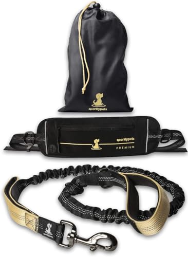 SparklyPets Hands Free Dog Leash, Medium & Large Breeds, Premium Gold - color: Premium Gold, size: 1 dog M/L