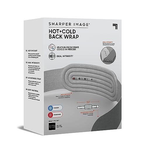 Sharper Image® Hot + Cold Back Wrap, Adjustable Fit, Soothing Heat & Revitalizing Cold Therapy, Portable Ice Pack, Workout Soreness Recovery Compression, Lumbar Heating Pad, Period Cramp Pain Relief