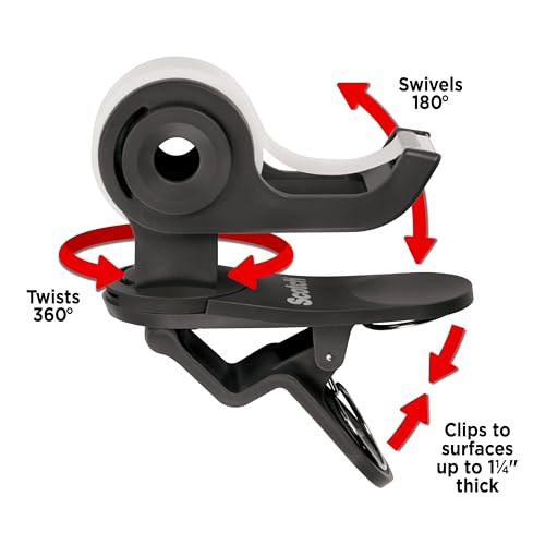 Scotch Brand Clip & Twist Tape Dispenser, Great for Gift Wrapping, Clips to Desks, Tables, Easy Charcoal Gray, 3-Pack (C19-3PK-SIOC) - size: 3-Pack