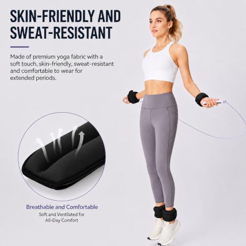 Ankle Wrist Weights for Women&Men1Lb/2Lb-of 2 Small Size-Arm Leg Weight Set - color: Black, size: 1lb x2