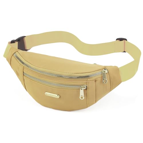 Waist Pack Fanny Packs for Women, Crossbody Purses Belt Bag for Running Sports Travel Hiking - Gold - color: H Gold