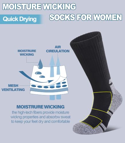 Running Hiking Socks for Women Compression Athletic Crew Socks - color: 5 Pairs Black, size: 5-8