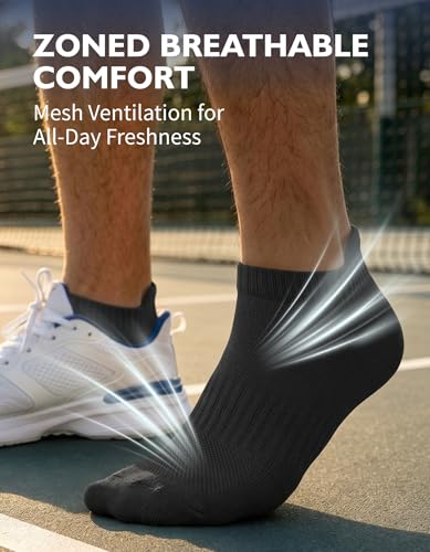 CLOSEMATE Mens Athletic Ankle Socks Cushioned Cotton 7 Pairs - color: 7black, size: 7-9