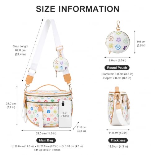 Makes Checkered Crossbody Bag Bum Bag for Women with Pouch - color: Triwhite