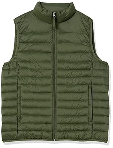 Amazon Essentials Men's Lightweight Water-Resistant Packable Puffer Vest - color: Dark Olive, size: Small