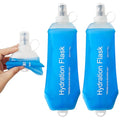 2 Pack 500ml Soft Flask, Shrink As You Drink Collapsible Water Bottles for Running Vest & Hydration Pack, BPA-Free Leak-Proof TPU Folding Bottle for Hiking Cycling Climbing Jogging-Blue - color: Blue