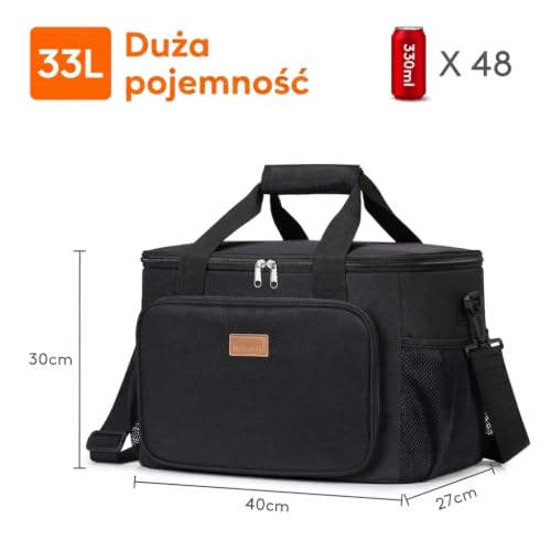 Lifewit Insulated Lunch Box for Men, Lunch Bag Cooler Women, 48-Can 33L - color: Black, size: Mega (33L)