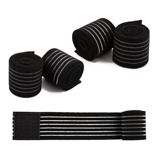 4Pack Elastic Ice Pack Straps,35.5" x 2" Reusable Fastening Bands - color: Black
