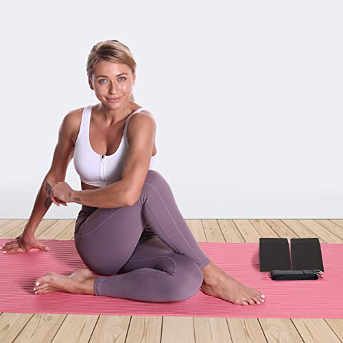 Yoga Foam Wedge Blocks (Pair), Calf Raise Block, Calf Stretcher, Yoga Wrist Support, Balance, Pushup, Fitness, Pilates, Heel Stretcher, Squat Wedge with Gym Bag - size: Wedges with Strap