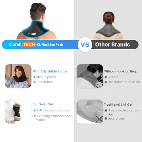 ComfiTECH Neck Ice Pack Wrap Gel, Cooling Pad for Cervical and Shoulder, Large, 1 Pack - size: Large