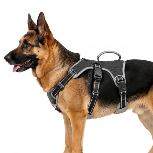 Escape Proof Dog Harness, No Escape No Pull Reflective Dog Harness with Durable Handle, Adjustable Heavy Duty Vest for Small Medium Large Dogs, Walking and Training (Black,XL) - color: Black, size: XL (Pack of 1)