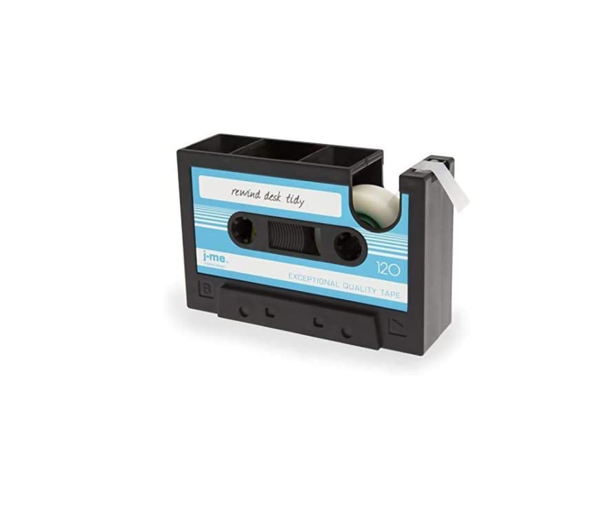 Creative Tape Pen Holder, Retro Cassette Tape Dispenser, Stationery Desk Tidy Container, Office Supplies Organizer Pencil Cup - color: Blue